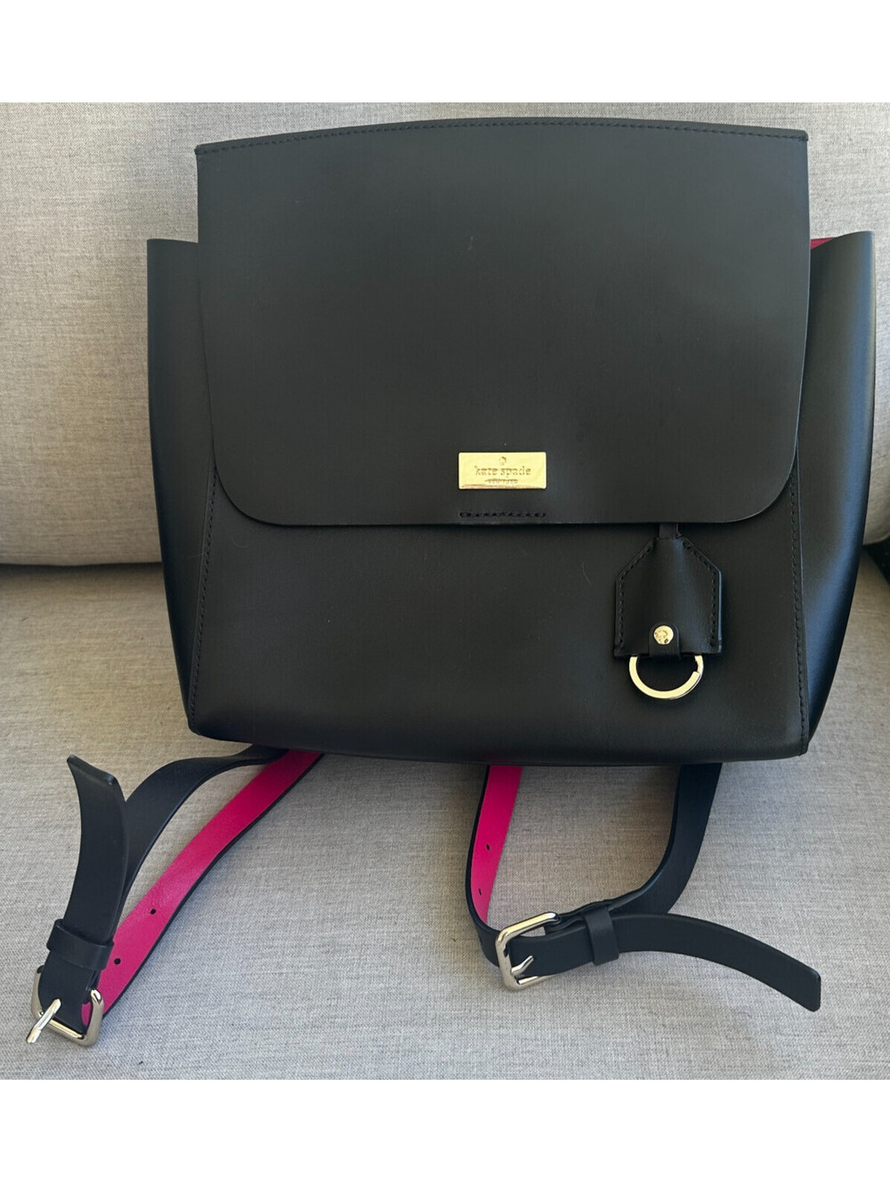 Kate Spade Quincy Backpack Black and Pink Leather